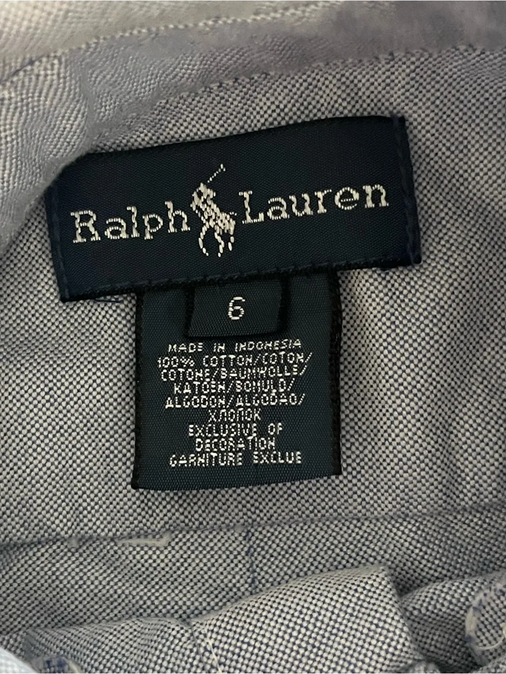Ralph Lauren boys chambray blue button down shirt, size 6